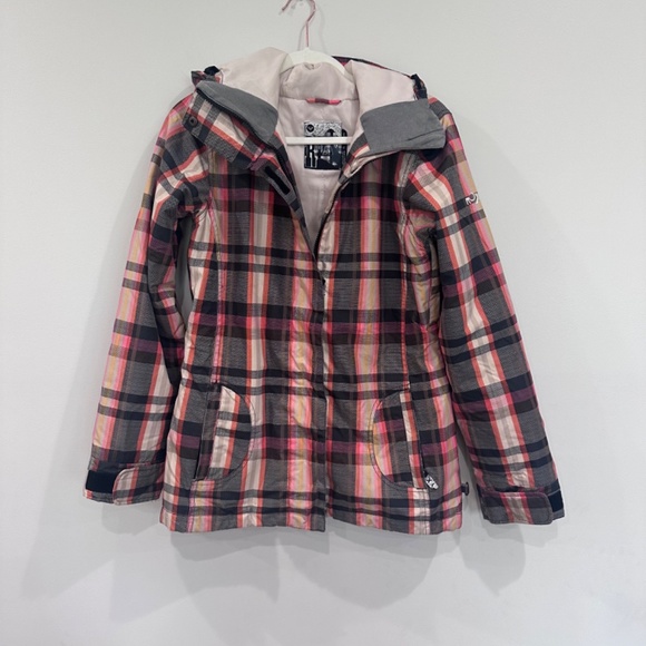 Roxy Peach Plaid Ski Snowboard Jacket and Matching Pants Outfit - Size XS - Picture 13 of 16
